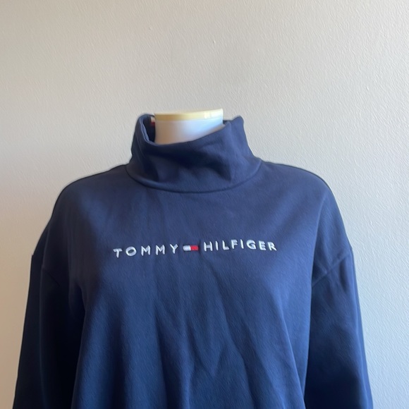 Tommy Hilfiger Women's Pine Logo Funnel Neck - Masters Navy Small - Picture 2 of 7